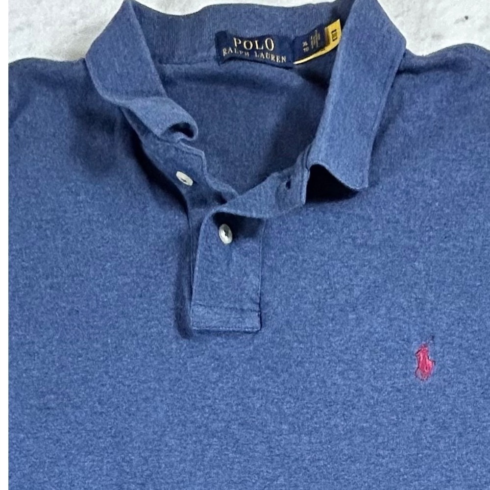 Polo Ralph Lauren Mens XL Blue Heather Short Sleeve Cotton Polo Shirt Red Pony